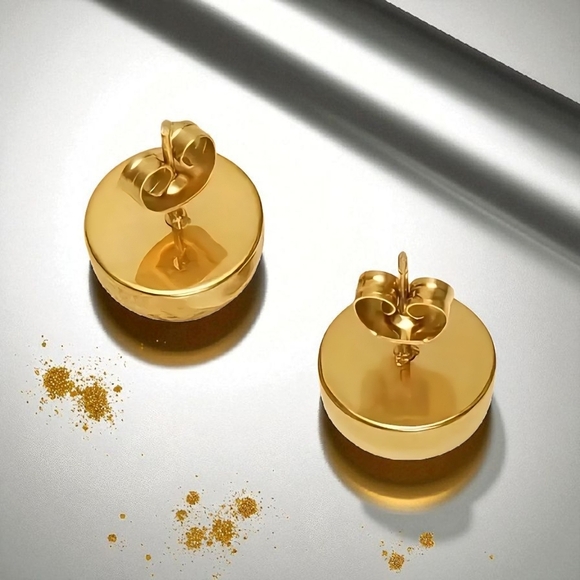 ๐ Minimalist Dome Stud Earrings 18K Gold Plated Stainless Steel Modern Style - Picture 9 of 11